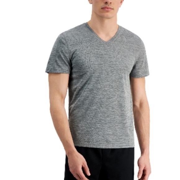 New Id Ideology Birdseye Mesh V-Neck T-Shirt Color Stormy Heather L - Picture 3 of 7